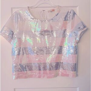 GB Gianni Bini Short Sleeve Sequin T-shirt